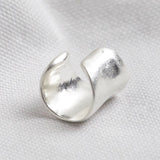 Wide Organic Silver Long Ear Cuff 12743