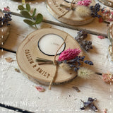Tea Light Log Slice with Dried Flowers - Personalised 13855