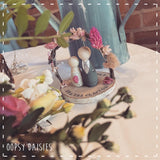 Peg Doll Wedding Couple on Log Slice with Arch 13859