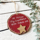 Personalised Wooden Slice with Star - My Superhero 13860