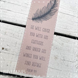 Bookmarker Feather - He Will Cover You 13869