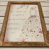 Handmade Rustic Sign Long Lg - She is Clothed 14148