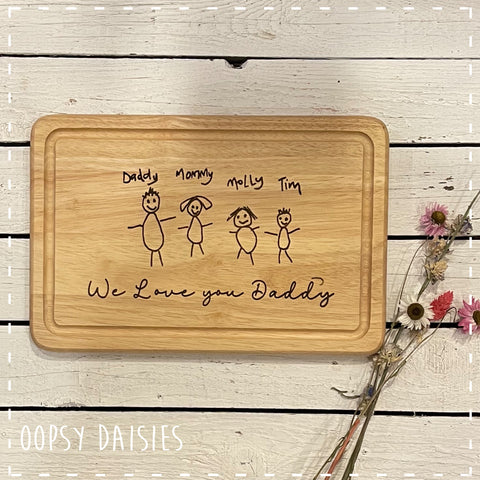 Chopping Board Sm with Ridge - Personalised with Child's Drawing 14271