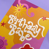 Raspberry Blossom Card Retro- Birthday Babe 13960