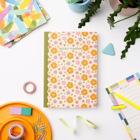 Raspberry Blossom Weekly Planner - Retro Floral 13964