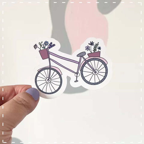 Vinyl Sticker - Flower Basket & Bicycle 13975
