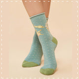Powder Powder Ankle Sock - Hummingbird in Aqua 14167