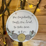 Personalised Round Plq with Round Flowers - Mustard 9822