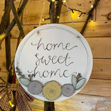Personalised Round Plq with Round Flowers - Mustard 9822