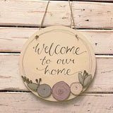 Personalised Round Plq with Round Flowers - Pastel 9823