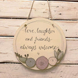 Personalised Round Plq with Round Flowers - Pastel 9823