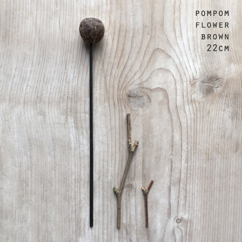 Pompom Flower - Charcoal/Brown Mix 11899