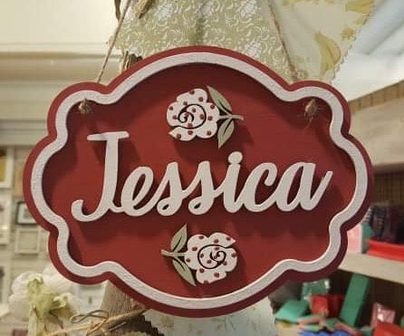 Personalised Elegant Name Plaque Sm - Flower 8505