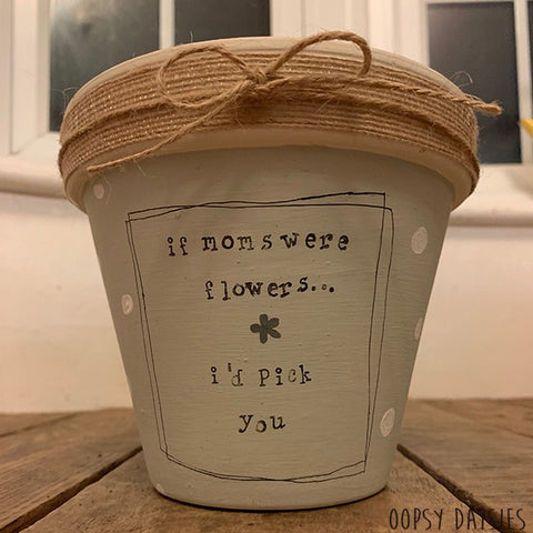 Personalised Plant Pot Md - Jute Ribbon 10855