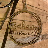 Personalised Wooden Flat Bauble 10748