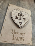 Handmade Little Sentiment Heart & Card - Keep Smiling 10007