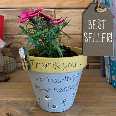 Personalised Plant Pot - Bees & Daisies 10008