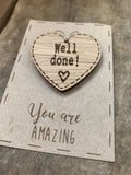Handmade Little Sentiment Heart & Card - Well Done 10323