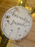 Personalised Round Plaque with Bees & Daisies 10391
