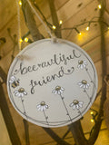Personalised Round Plaque with Bees & Daisies 10391
