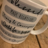 Highlights 10oz Personalised Mug - Scripture Wording Grey/Blue 10786