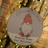 Wooden Gnome Bauble - Staying Gnome for Christmas 10811