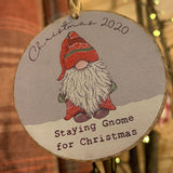 Wooden Gnome Bauble - Staying Gnome for Christmas 10811