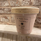 Personalised Plant Pot Md - Jute Ribbon 10855