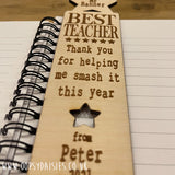 Personalised Wooden Bookmark - Star Best Teacher 11442