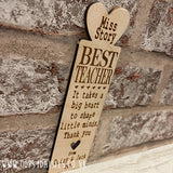 Personalised Wooden Bookmark - Heart Best Teacher 11443