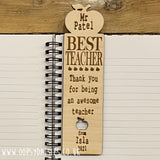 Personalised Wooden Bookmark - Apple Best Teacher 11444