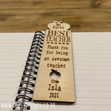 Personalised Wooden Bookmark - Apple Best Teacher 11444