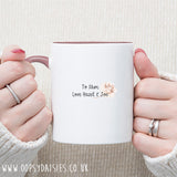 Floral Wreath Mug with Pink Handle - Fuelled by Prayer 12149