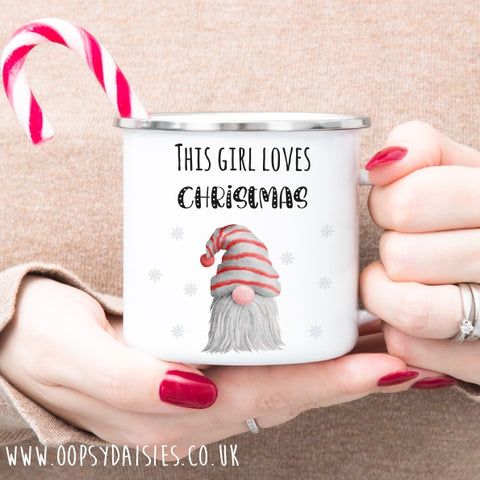 Gnome Enamel Mug - Girl Loves Christmas 12155