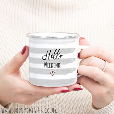 Highlights Enamel Mug - Hello Weekend (TR249) - RRP is