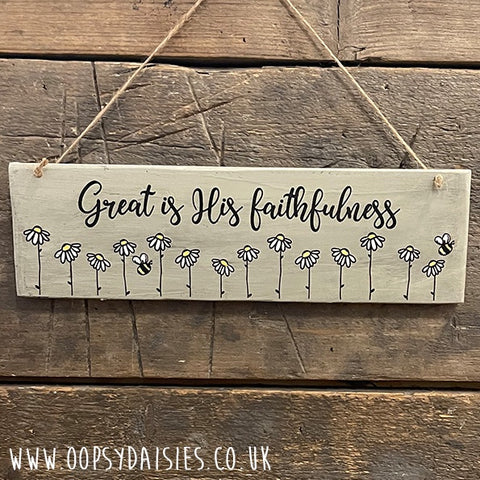 Pallet Block Lg with Daisies - Great is His Faithfulness 12708