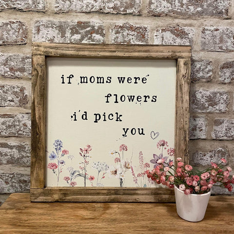 Handmade Rustic Vintage Flowers Sign Lg - Moms Flowers 12718