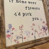 Handmade Rustic Vintage Flowers Sign Lg - Moms Flowers 12718