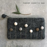 Felt Pompom Cosmetics Bag -  Charcoal 11903