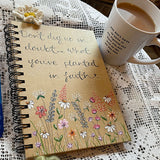 Personalised Notebook Lined with Crochet Bookmark - Wild Flowers 13042