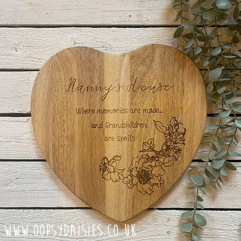 Heart Chopping Board - Nanny's House 13167