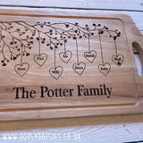 Chopping Board Lg with Handle & Ridge - Family Tree 13170