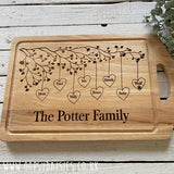 Chopping Board Lg with Handle & Ridge - Family Tree 13170