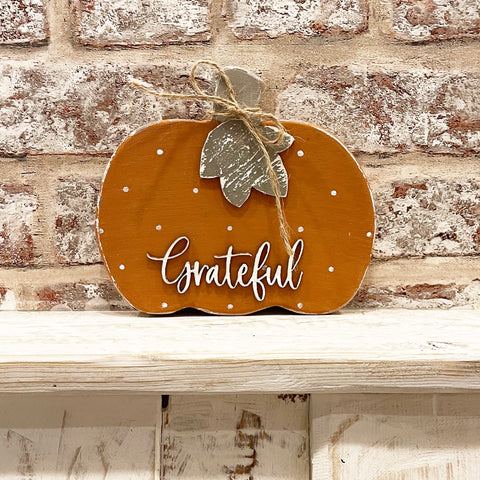 Thankful Range Wooden Pumpkin - Grateful 13287