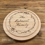 Chopping Board Round  with Daisy Wreath - Personalised 13403