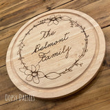 Chopping Board Round  with Daisy Wreath - Personalised 13403