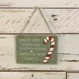 Personalised Candy Cane Plq - Wishes & Kisses 13557