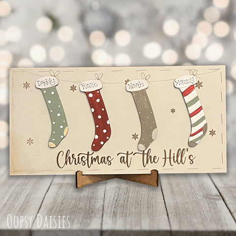 personalised Family Christmas Stocking Plaque 13559