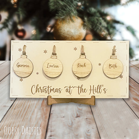 Personalised Family Christmas Bauble Plaque 13560