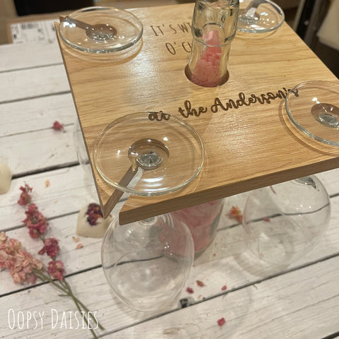 Personalised Four Wine Glass & Bottle Holder 13654